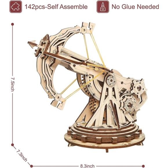 Rowood 3D Puzzles for Adults Teens, DIY Catapult Mechanical Wooden Model Kits - Picture 3 of 7